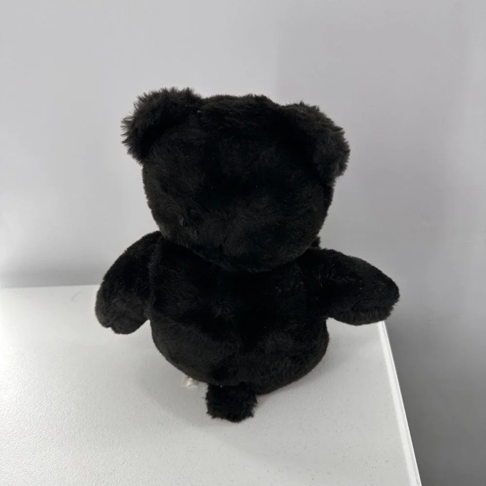 Vintage Black Plush Bear‎ Red Nose & Embroidered 